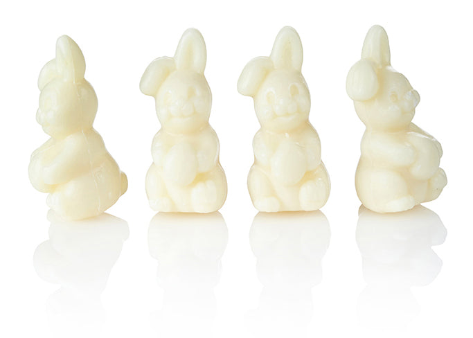 A bunny-shaped soap in creamy off-white color.