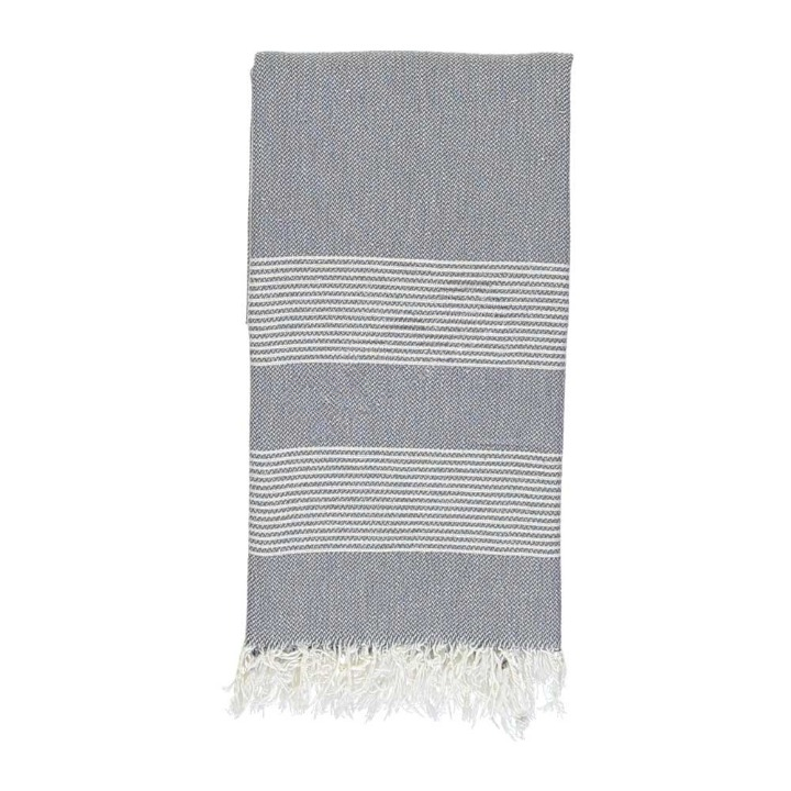 Anza Charcoal Grey Amber Turkish Hand Towel folded