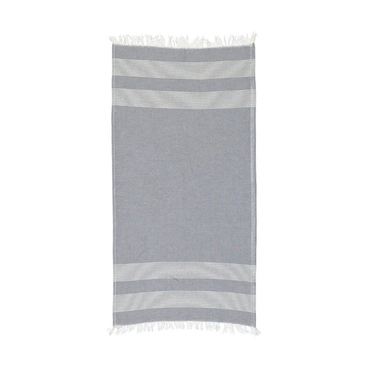 Anza Charcoal Grey Amber Turkish Hand Towel unfold