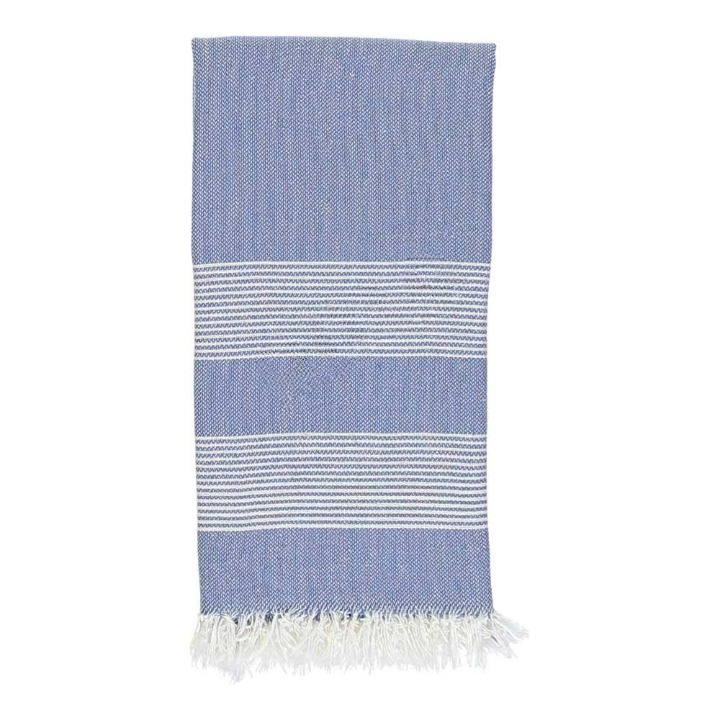 Anza Denim Blue Amber Turkish Hand Towel folded