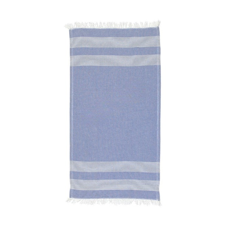 Anza Denim Blue Amber Turkish Hand Towel unfold