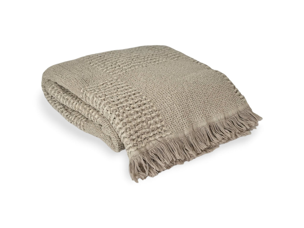 Anza Beige Duello Waffle Throw