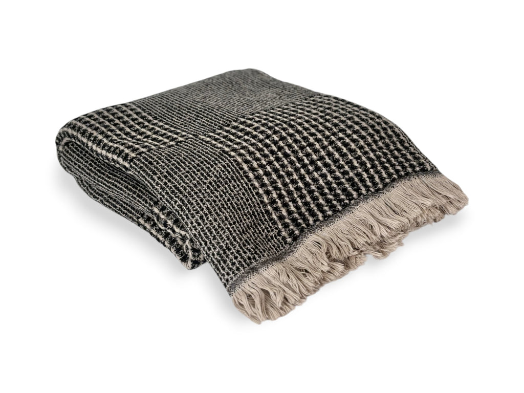 Anza Black Duello Waffle Throw