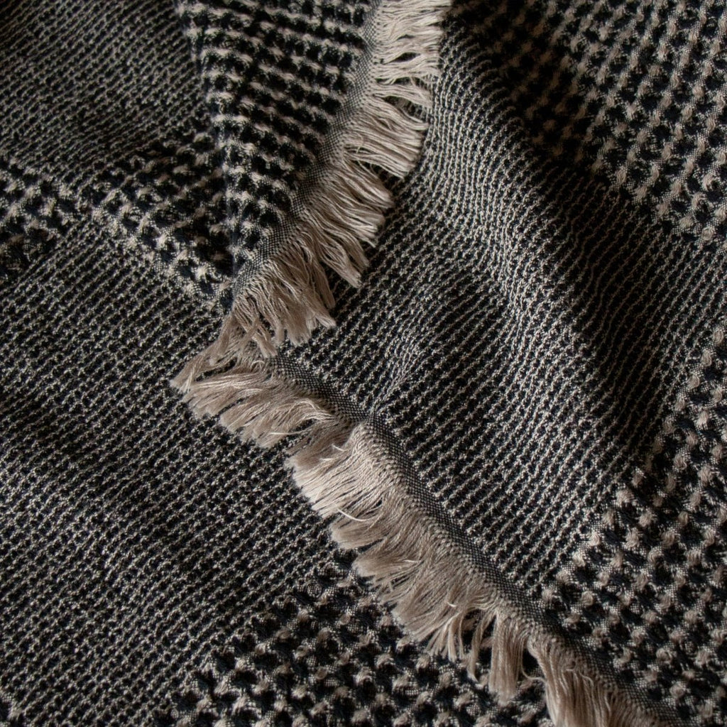 Anza Black Duello Waffle Throw fabric closeup