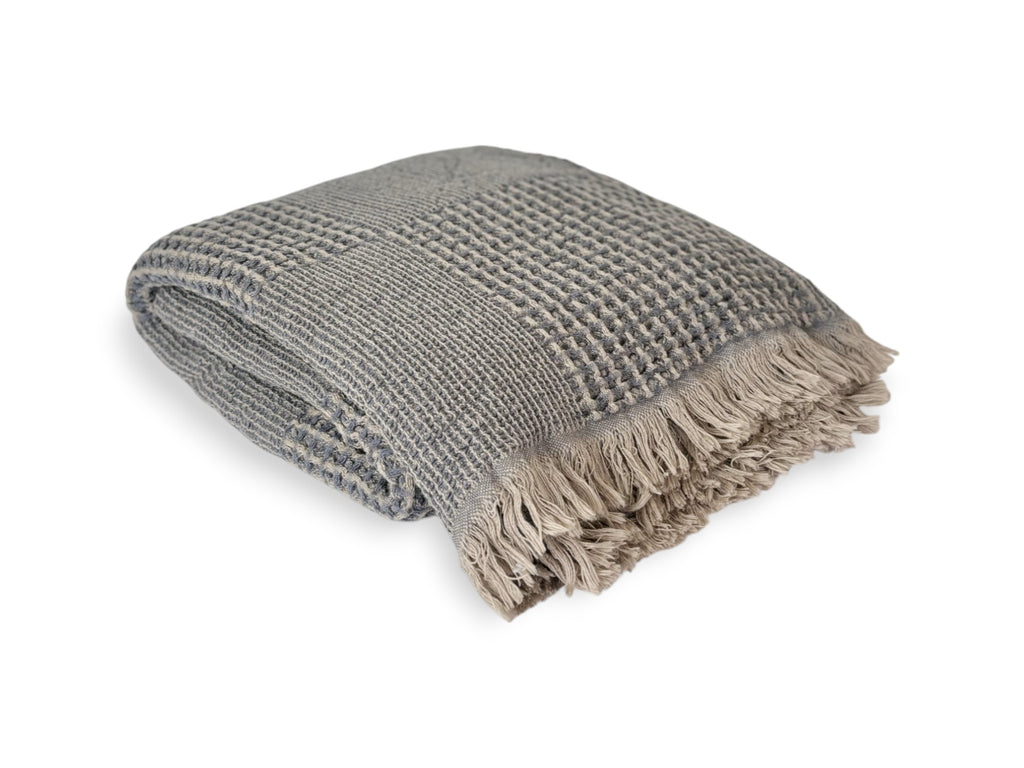 Anza Charcoal Grey Duello Waffle Throw 