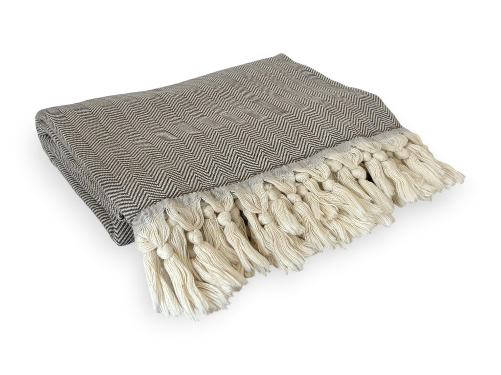 Anza Brown Herringbone Throw