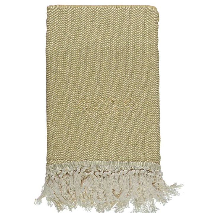 Anza Mustard Herringbone Throw folded