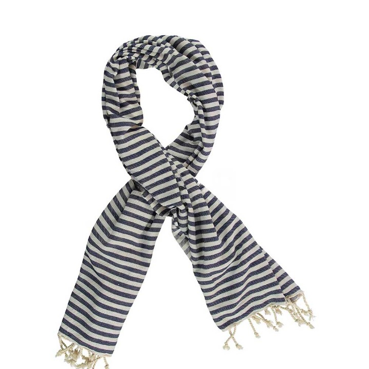Anza Navy Blue Mediterranean Turkish Towel twisted