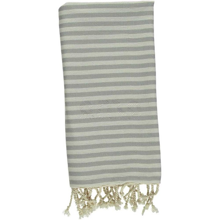 Anza Silver Grey Mediterranean Turkish Towel folded