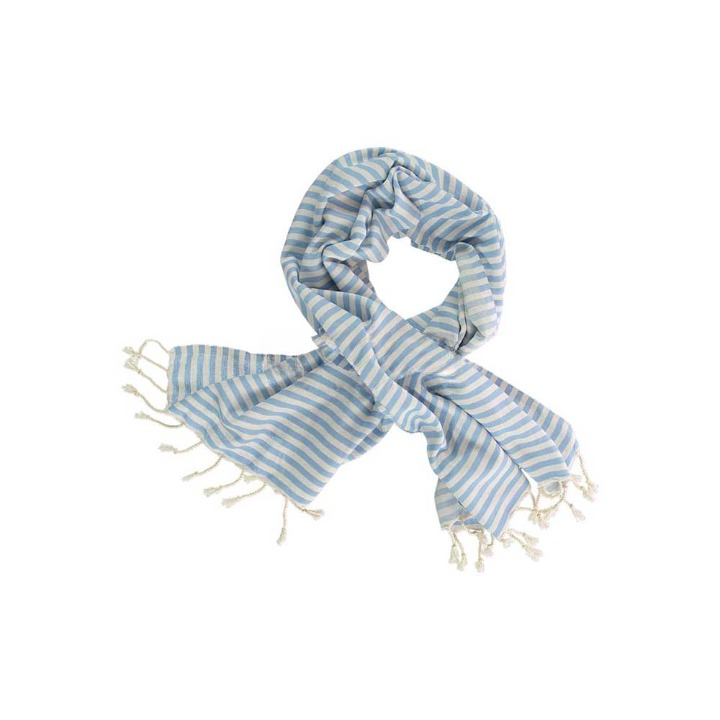 Anza Sky Blue Mediterranean Turkish Towel twisted