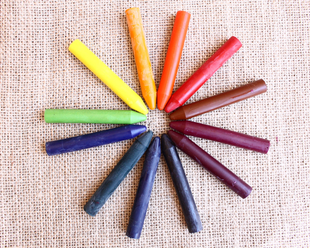 Colorz Natural Beeswax Crayons 12 Count arranged in a circle