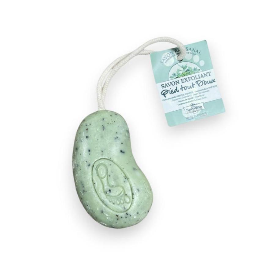 Maitre Savonitto Green Tea Peppermint Foot Scrub Soap with Rope