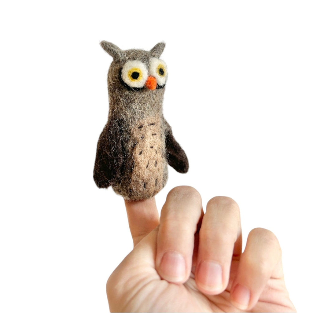 Nacha Interior Owl Finger Puppet on finger