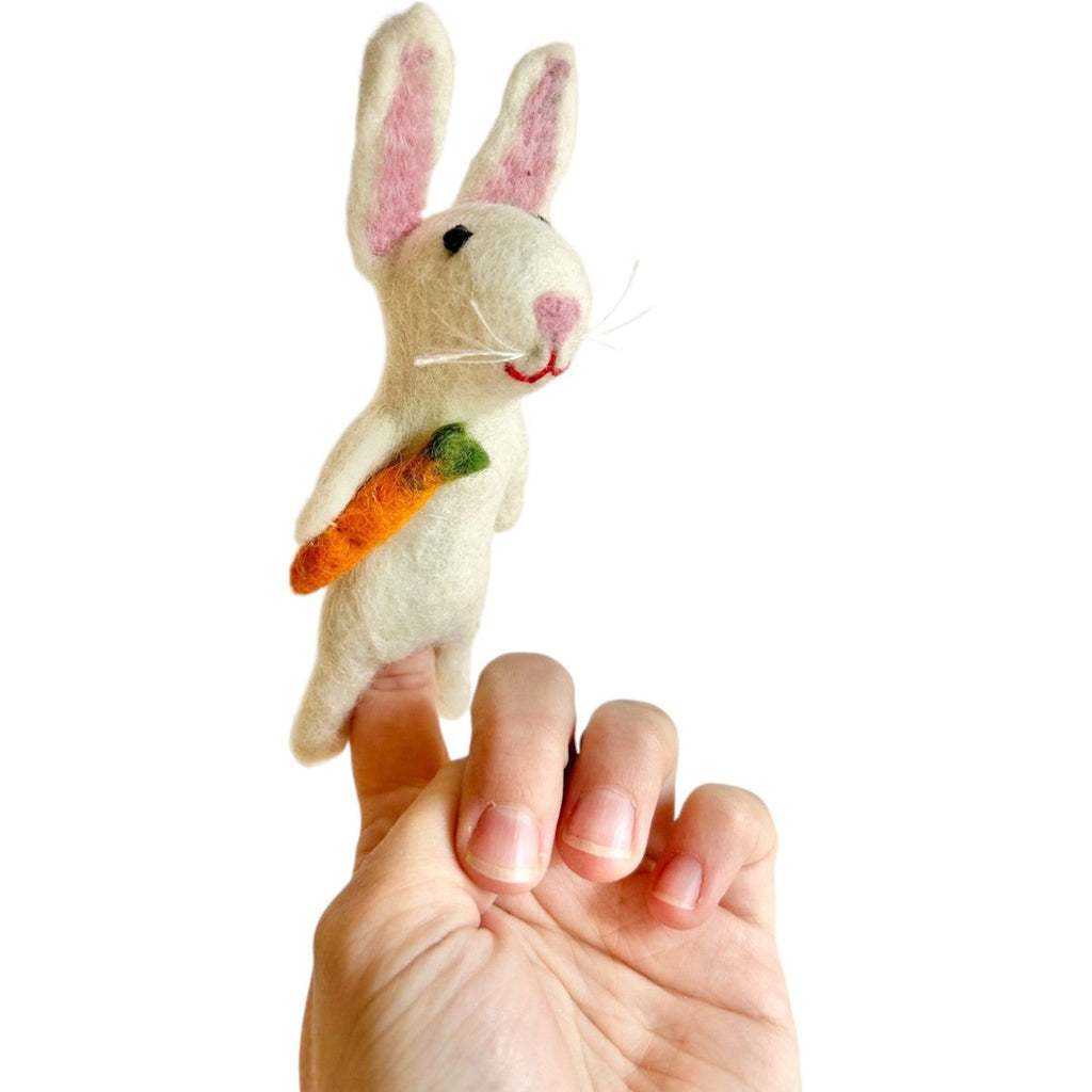 Nacha Interior Rabbit Finger Puppet on finger