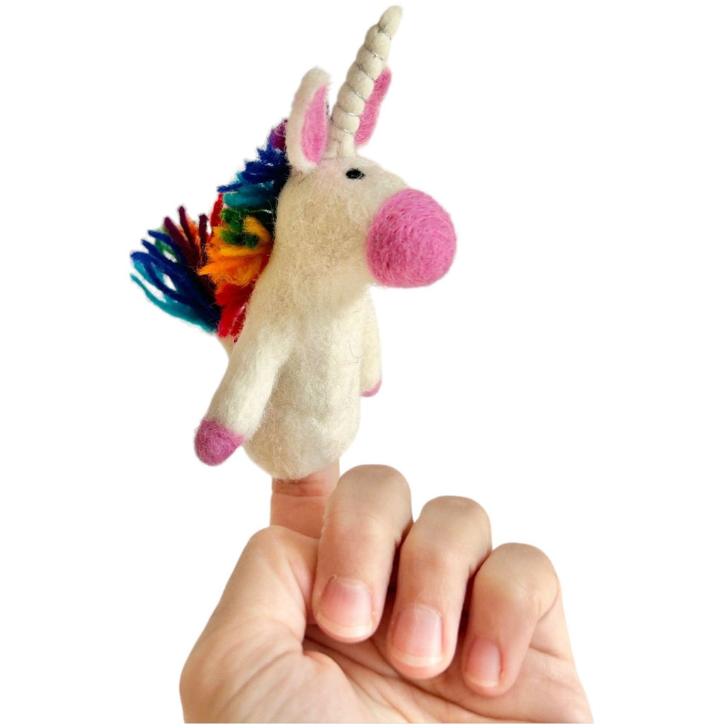 Nacha Interior Unicorn Finger Puppet on finger
