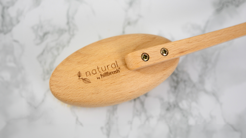 Natural by Hillbrush Stiff Long Handled Bath Brush brush head detail closeup 